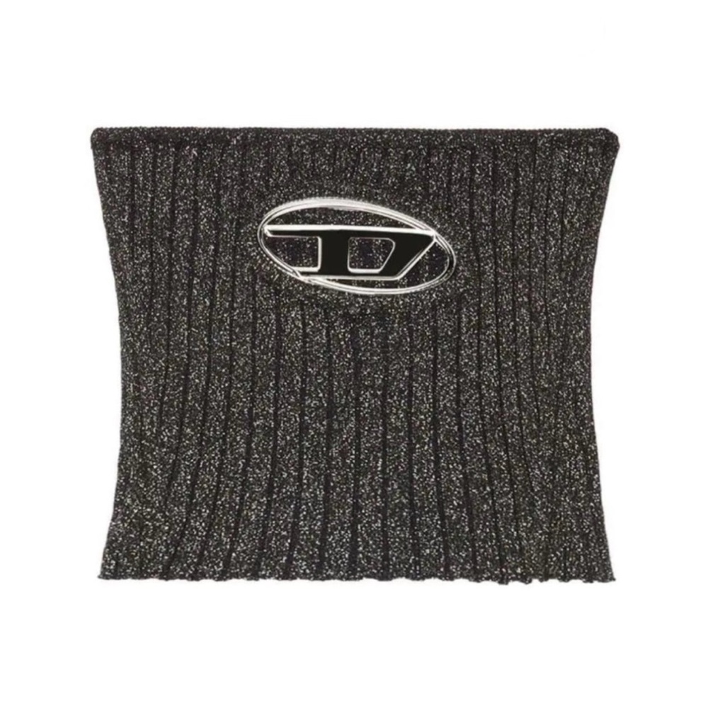 DIESEL Logo-Plaque Ribbed-Knit Top